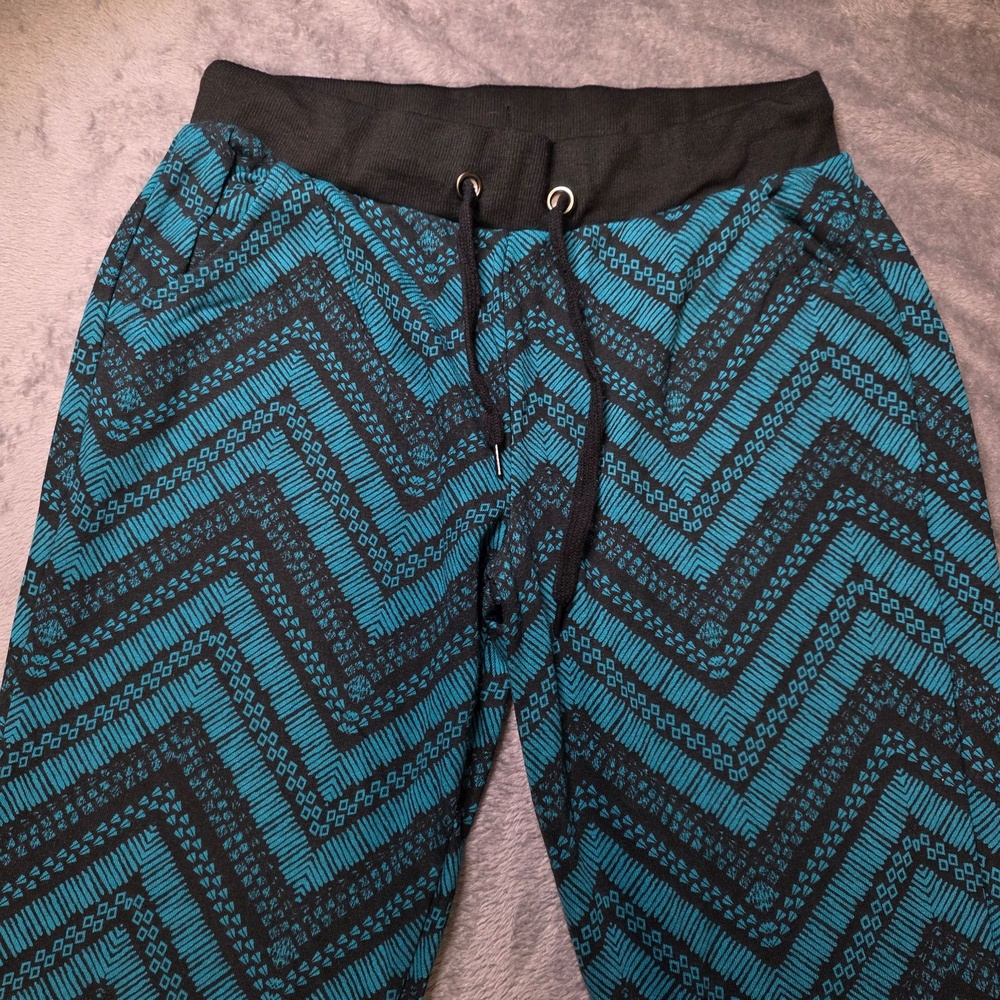 Rue21 Jogger Pants Medium Blue Black Geometric Print French Terry